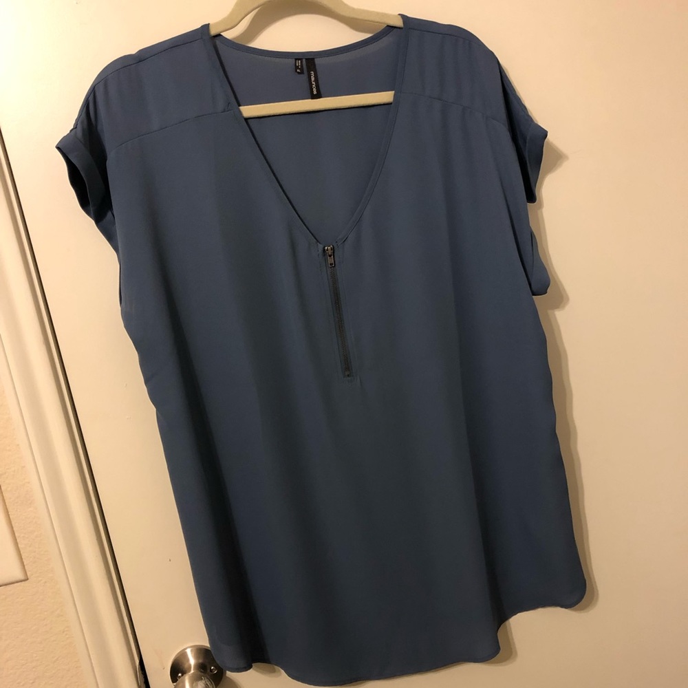 Dusty blue chiffon top